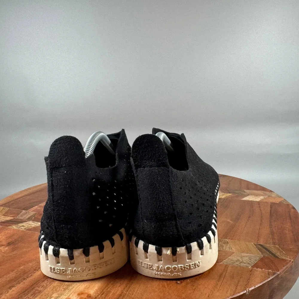 Ilse Jacobsen Tulip 139 Black Perforated Slip On Loafer Shoes Womens 40 EU